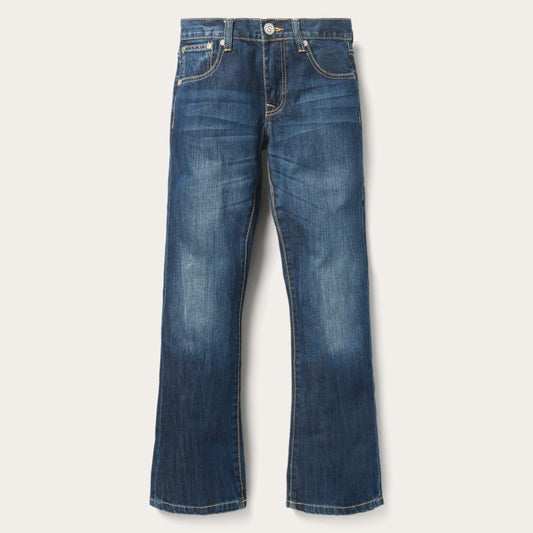 1014 Fit Semi-Destructed Wash Jeans Blue | Men Stetson Boot Cut