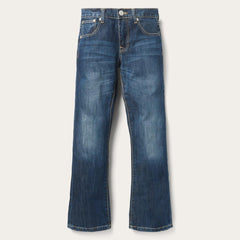 1014 Fit Semi-Destructed Wash Jeans Blue | Men Stetson Boot Cut