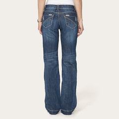 214 City Trouser Jeans With Chevron Back Pocket Blue | Women Stetson Denim
