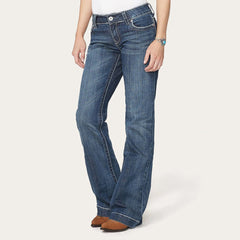 214 City Trouser Jeans With Chevron Back Pocket Blue | Women Stetson Denim