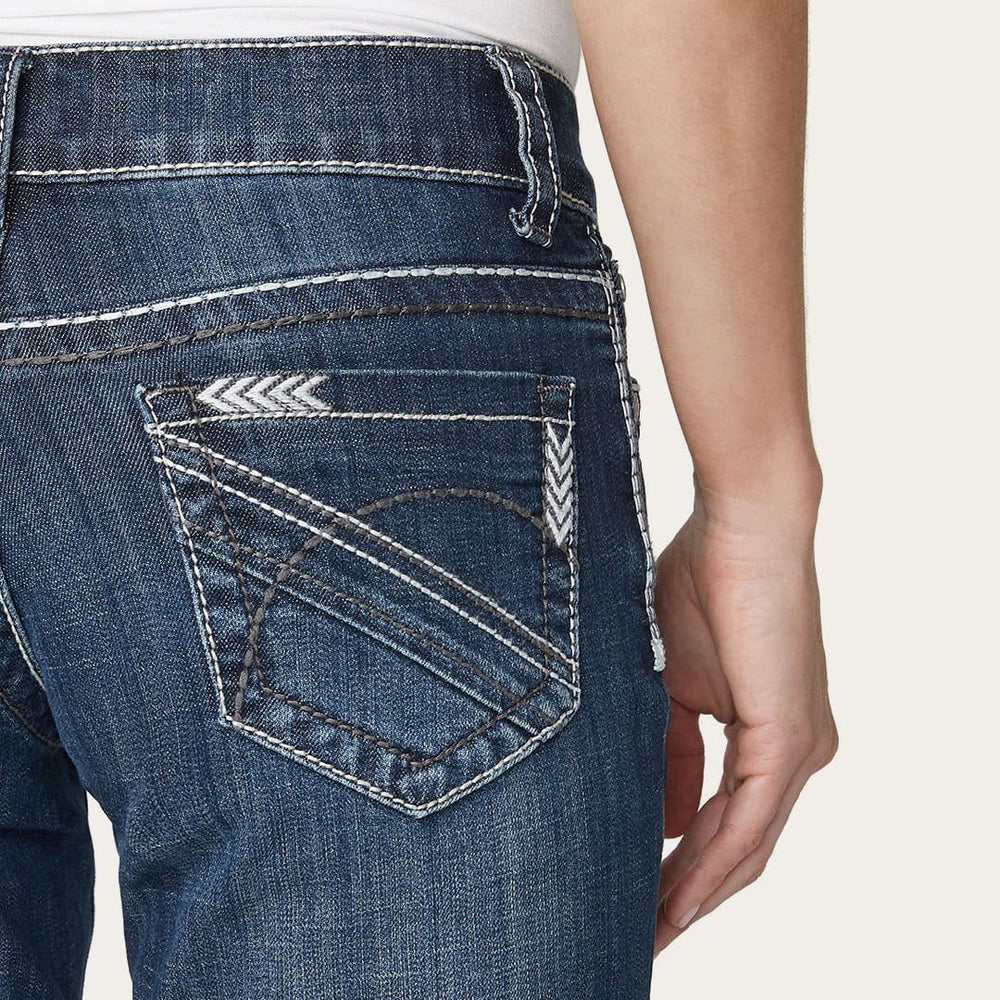 214 City Trouser Jeans With Chevron Back Pocket Blue | Women Stetson Denim
