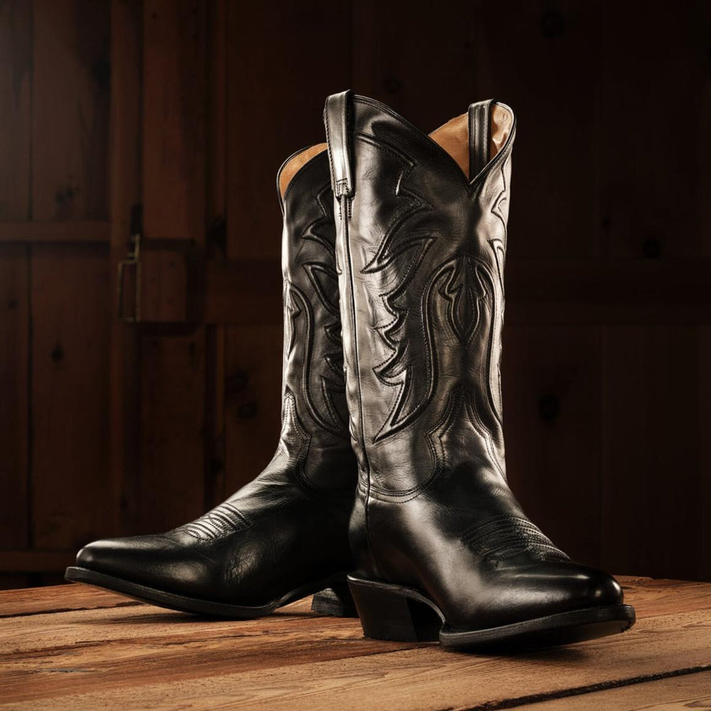 Ames Corded & Burnished Leather Boot Black | Men Stetson Western