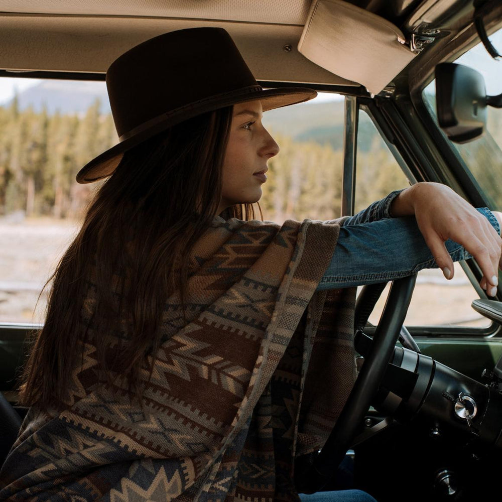 Aztec Print Sweater Poncho Multi | Women Stetson Sweaters