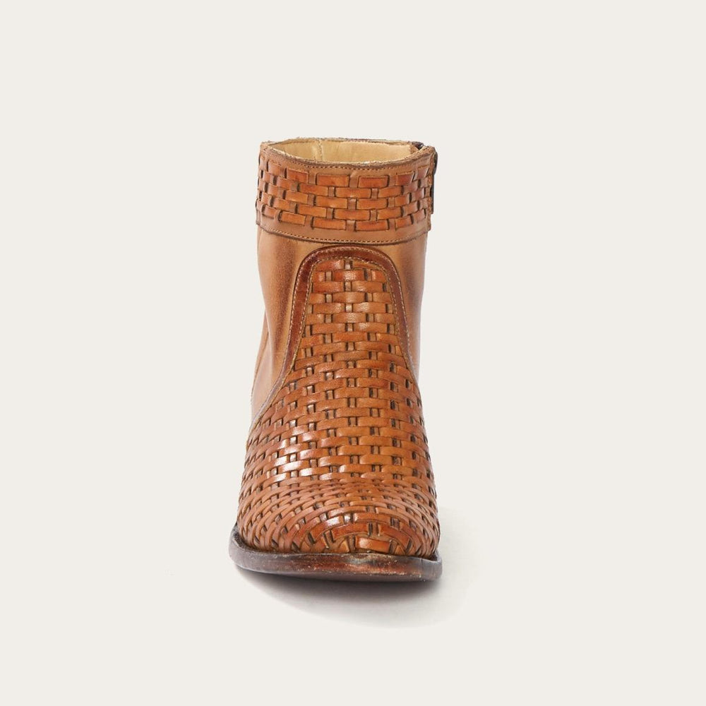 Basketweave Side Zip Ankle Boot Brown | Women Stetson Western