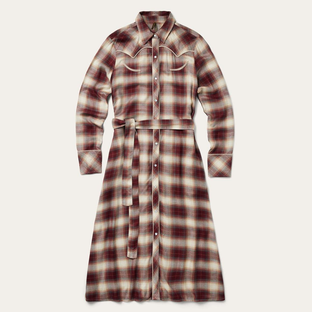 Black Cherry Plaid Shirt Dress Red | Women Stetson Midi