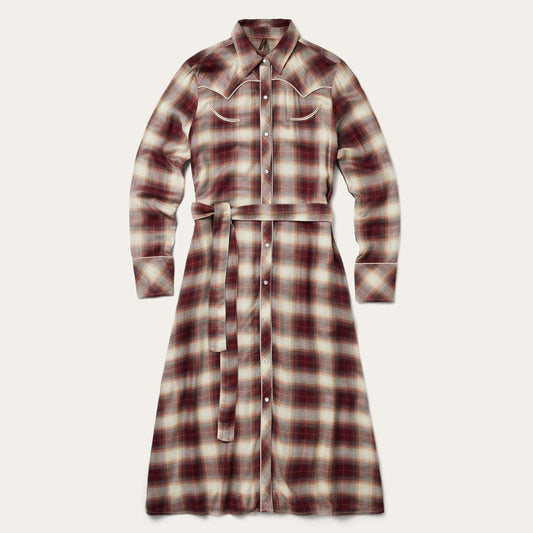 Black Cherry Plaid Shirt Dress Red | Women Stetson Midi
