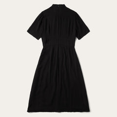 Black Herringbone Twill Midi Dress Black | Women Stetson Midi