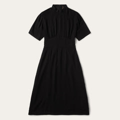 Black Herringbone Twill Midi Dress Black | Women Stetson Midi