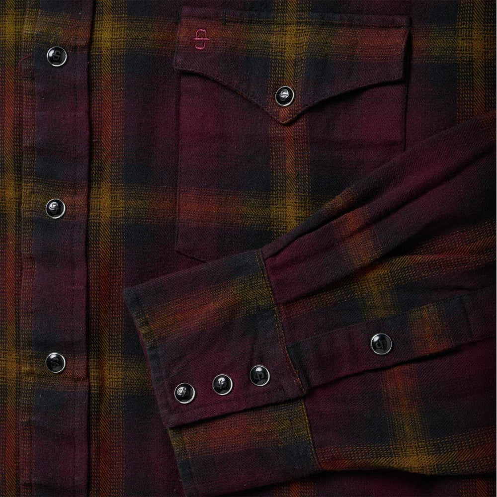 Black Wine Plaid Flannel Western Shirt Wine | Men Stetson Western Shirts