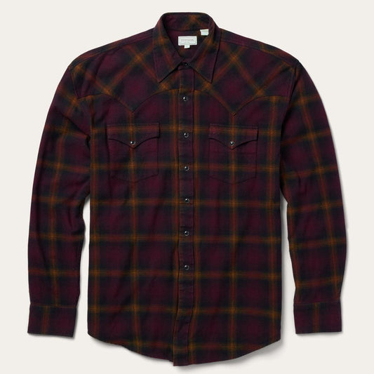 Black Wine Plaid Flannel Western Shirt Wine | Men Stetson Western Shirts
