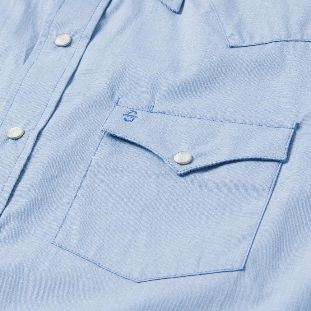 Blue End On End Solid Shirt Blue | Men Stetson Modern Cut