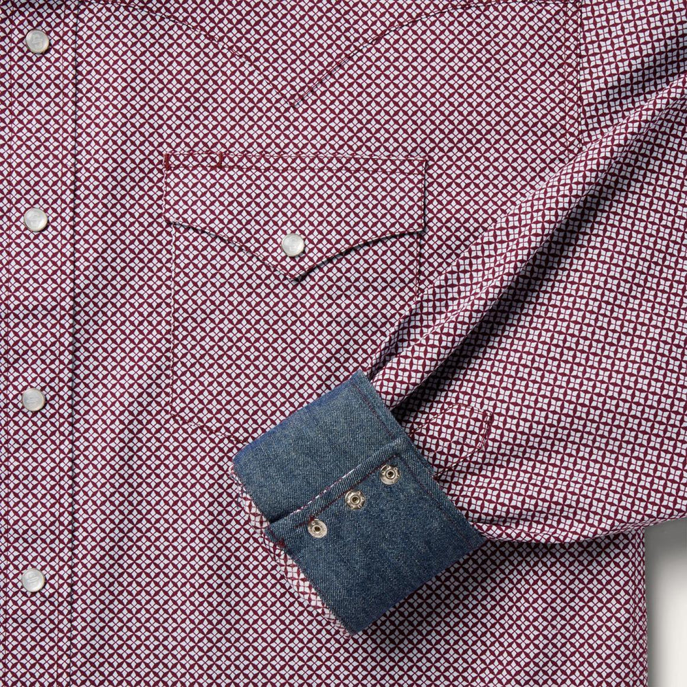 Blue Four Point Geo Print Western Shirt Blue | Men Stetson Western Shirts