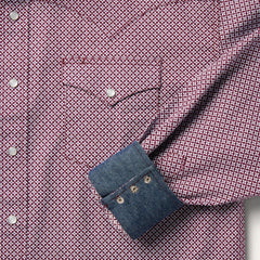 Blue Four Point Geo Print Western Shirt Blue | Men Stetson Western Shirts