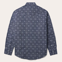 Blue Medallion Print Western Shirt Blue | Men Stetson Western Shirts