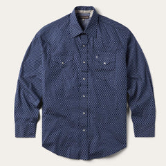 Blue Polaris Geo Print Western Shirt Blue | Men Stetson Western Shirts