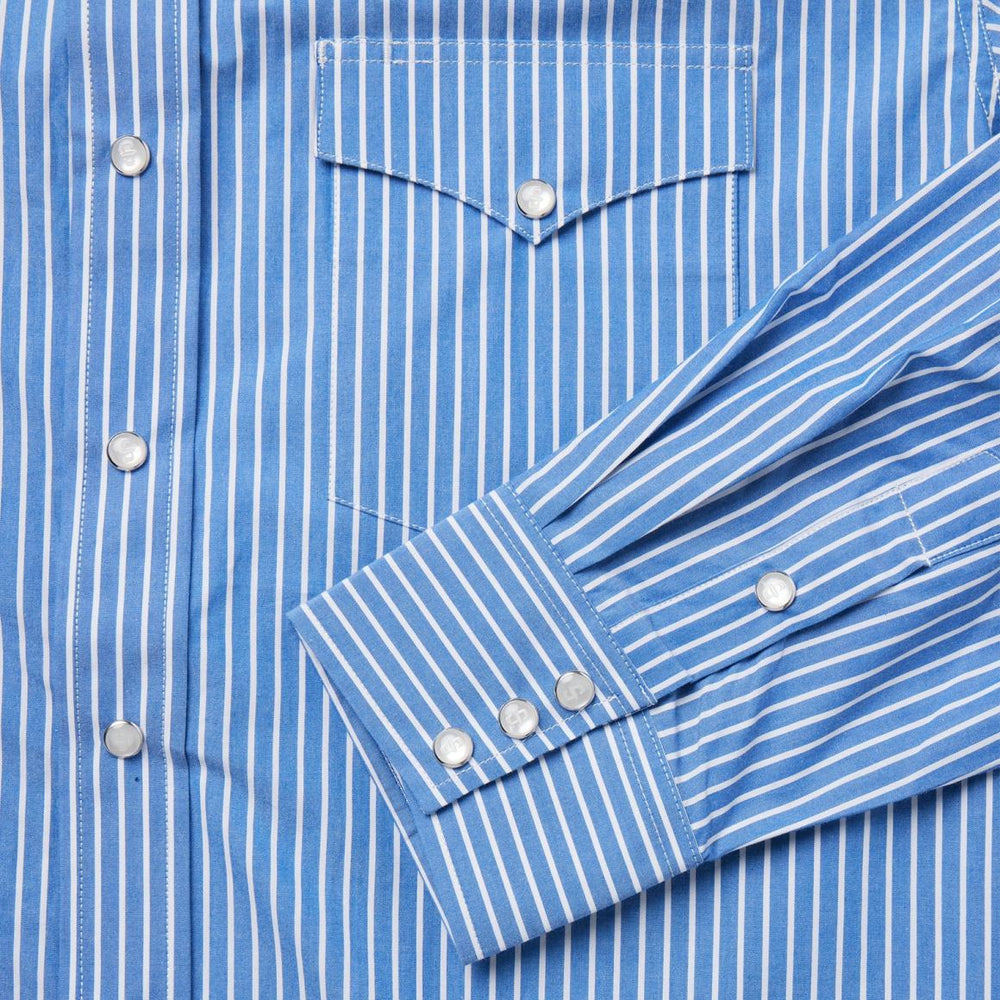 Blue Western Stripe Shirt Blue | Men Stetson Classic Cut
