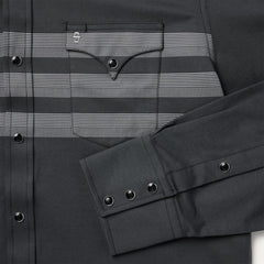 Border Stripe Twill Western Shirt Black | Men Stetson Western Shirts