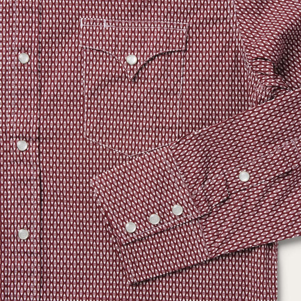 Broken Diamond Print Western Shirt Red | Men Stetson Western Shirts
