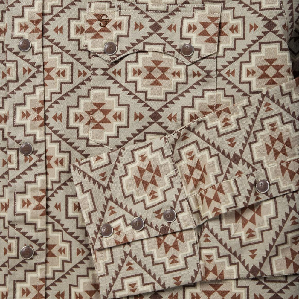 Brown Aztec Poplin Western Shirt Brown | Men Stetson Western Shirts