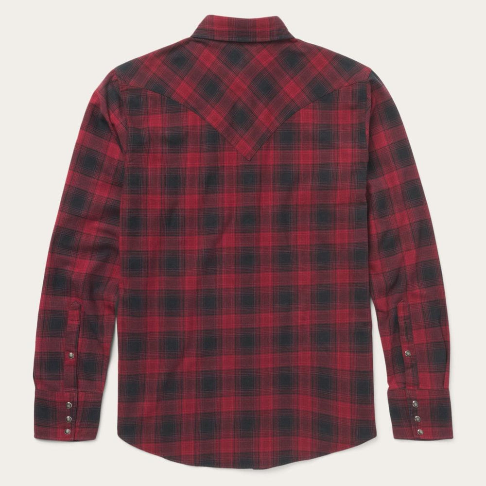 Brushed Twill Plaid Shirt Black | Men Stetson Modern Cut