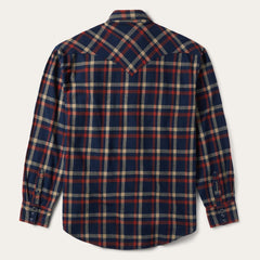 Brushed Twill Plaid Shirt Blue | Men Stetson Flannel Shirts