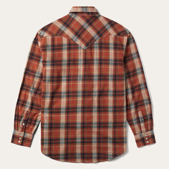 Brushed Twill Plaid Shirt Orange | Men Stetson Classic Cut