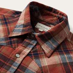 Brushed Twill Plaid Shirt Orange | Men Stetson Western Shirts