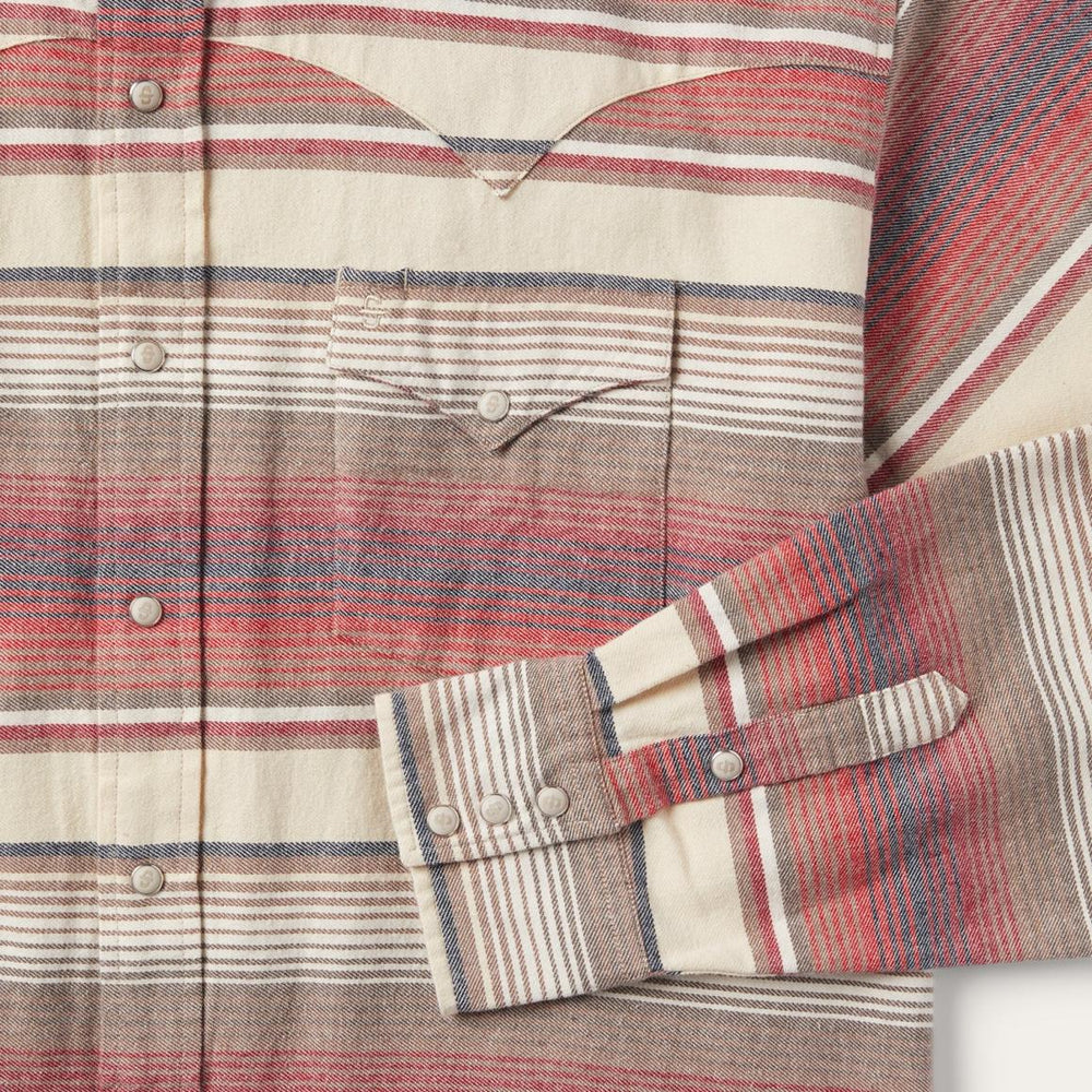 Brushed Twill Striped Shirt Red | Men Stetson Classic Cut