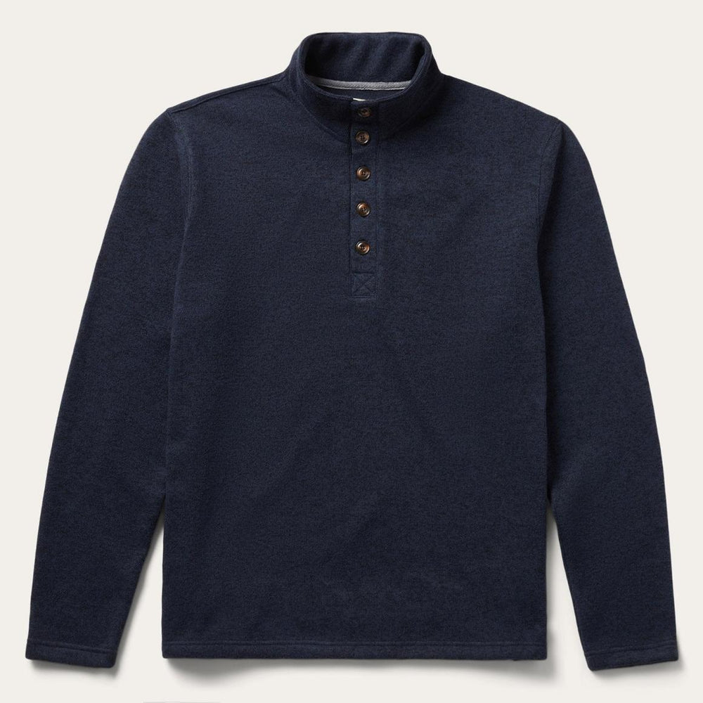 Button-Front Blue Pullover Knit Sweater Blue | Men Stetson Sweaters & Hoodies
