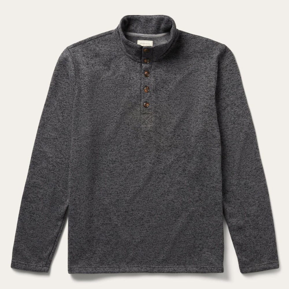 Button-Front Grey Pullover Knit Sweater Grey | Men Stetson Sweaters & Hoodies