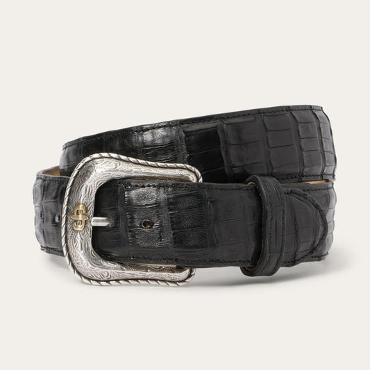 Caiman Western Tab Belt Black Classic | Men Stetson Belts