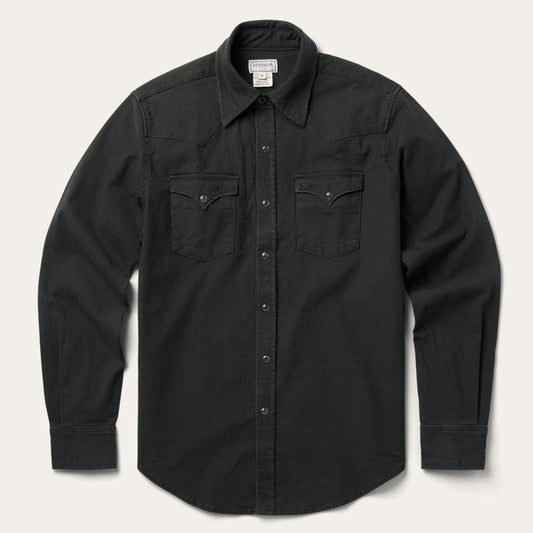 Charcoal Corded Denim Shirt Grey | Men Stetson Western Shirts