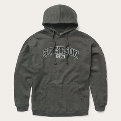 Charcoal Heather Fleece Hooded Sweatshirt Grey | Men Stetson Sweaters & Hoodies