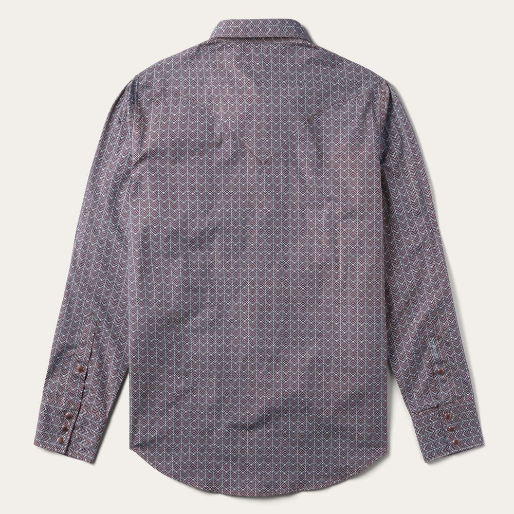 Chevron Grid Shirt Brown | Men Stetson Modern Cut