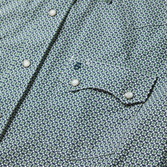 Circle Diamond Print Short Sleeve Western Shirt Green | Men Stetson Western Shirts