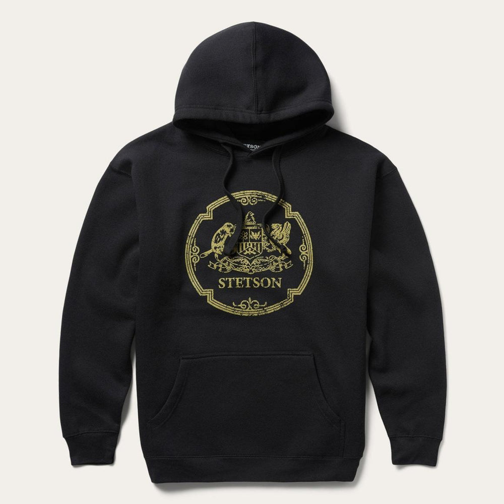 Classic Crest Hooded Sweatshirt Black | Men Stetson Sweaters & Hoodies