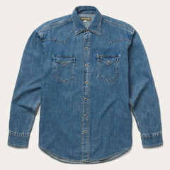 Classic Denim Shirt Blue | Men Stetson Classic Cut