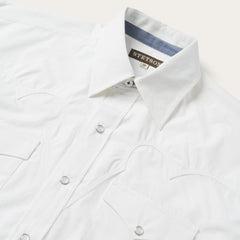 Classic Solid Snap Poplin Shirt In Optic White White | Men Stetson Classic Cut