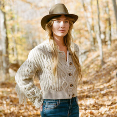 Cream Fringed Cardigan Tan | Women Stetson Sweaters
