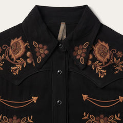 Crepe Western Shirt Black | Women Stetson Western Shirts