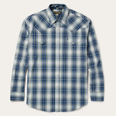 Crystal Plaid Western Shirt Blue | Men Stetson Classic Cut