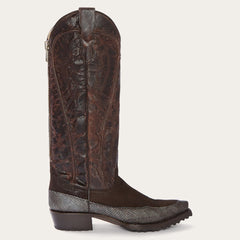 Dakota Brown Suede & Teju Cowboy Boot Brown | Women Stetson Western