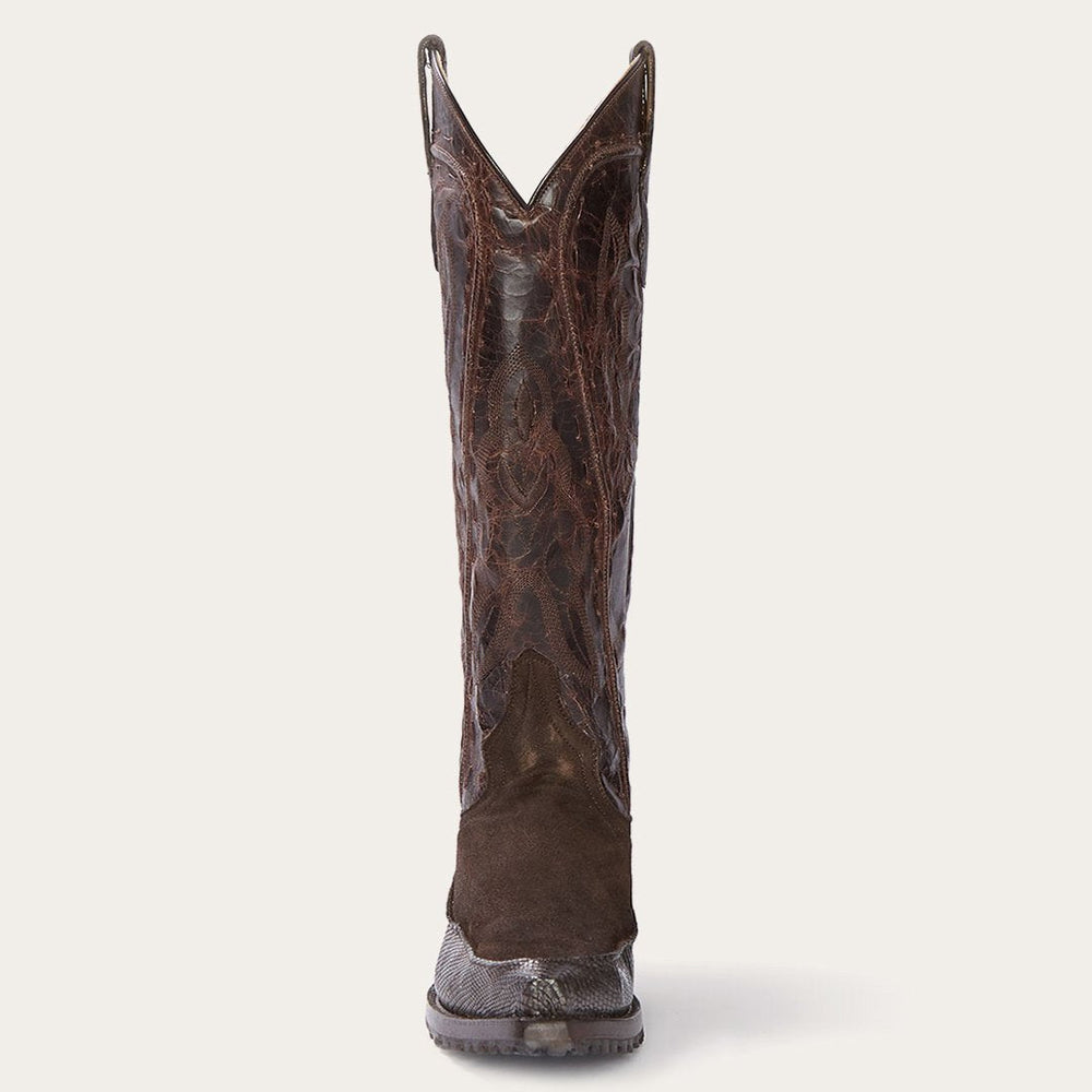 Dakota Brown Suede & Teju Cowboy Boot Brown | Women Stetson Western