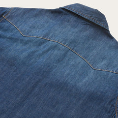 Dark Denim Snap Front Shirt Blue | Women Stetson Denim Shirts