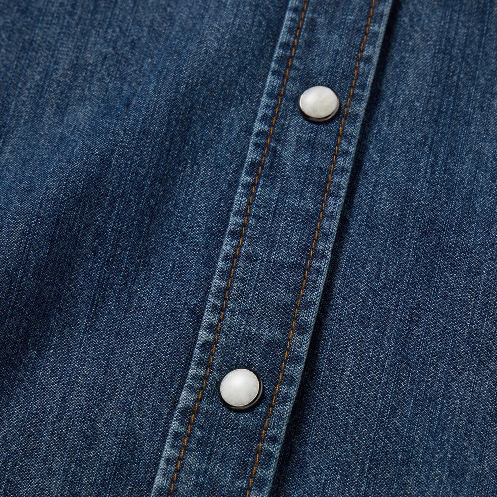 Dark Denim Snap Western Shirt Blue | Women Stetson Western Shirts