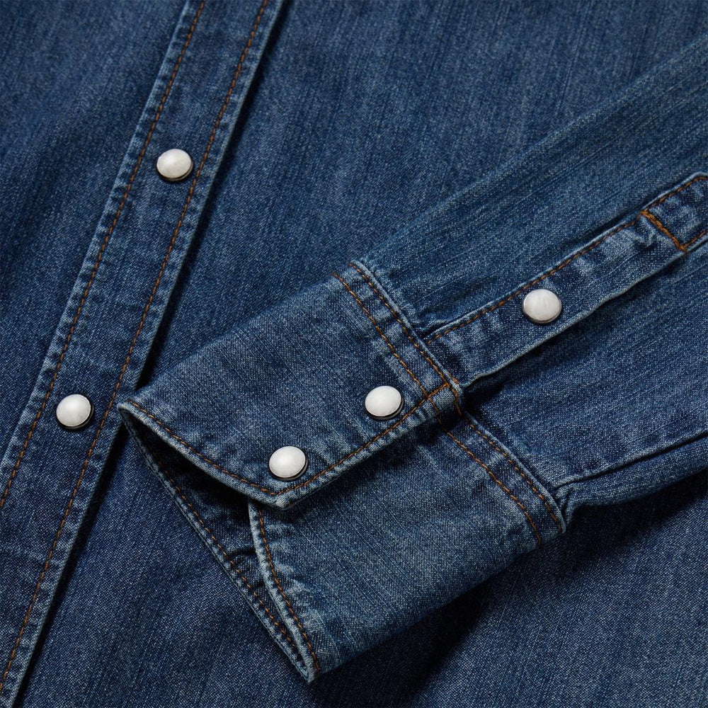 Dark Denim Snap Western Shirt Blue | Women Stetson Western Shirts