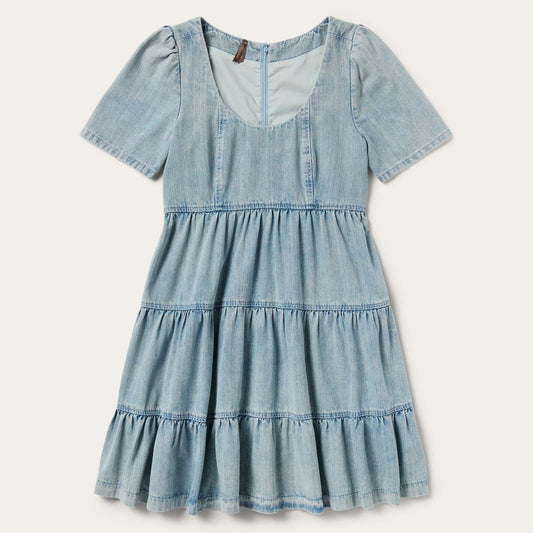 Denim Dress With Tiered Skirt Blue | Women Stetson Mini