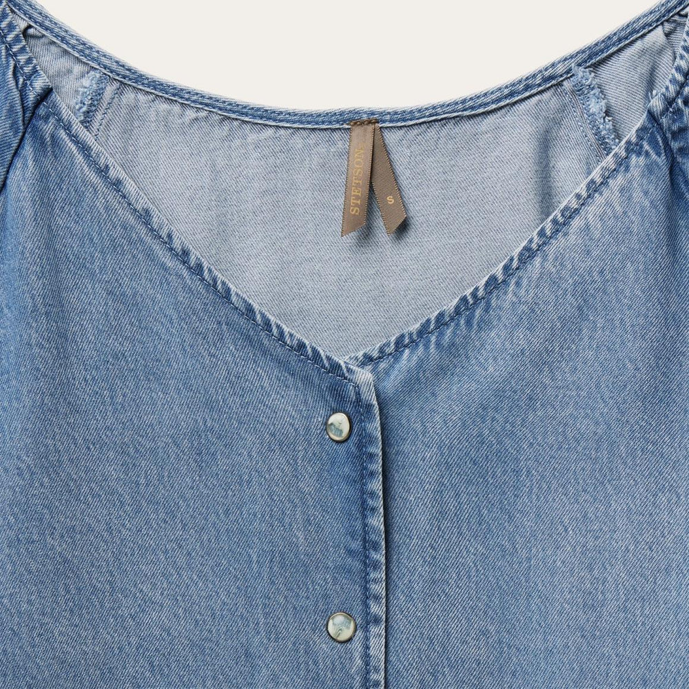 Denim Snap Front Blouse Blue | Women Stetson Blouses