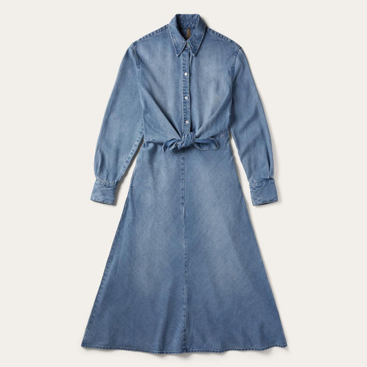 Denim Tie-Front Dress Blue | Women Stetson Midi