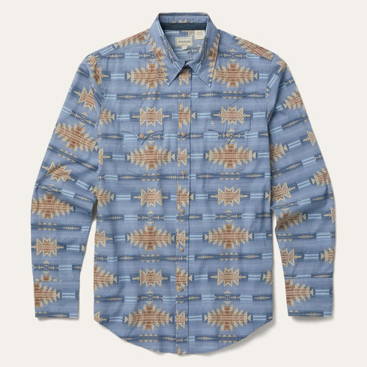 Desert Horizon Shirt Blue | Men Stetson Western Shirts